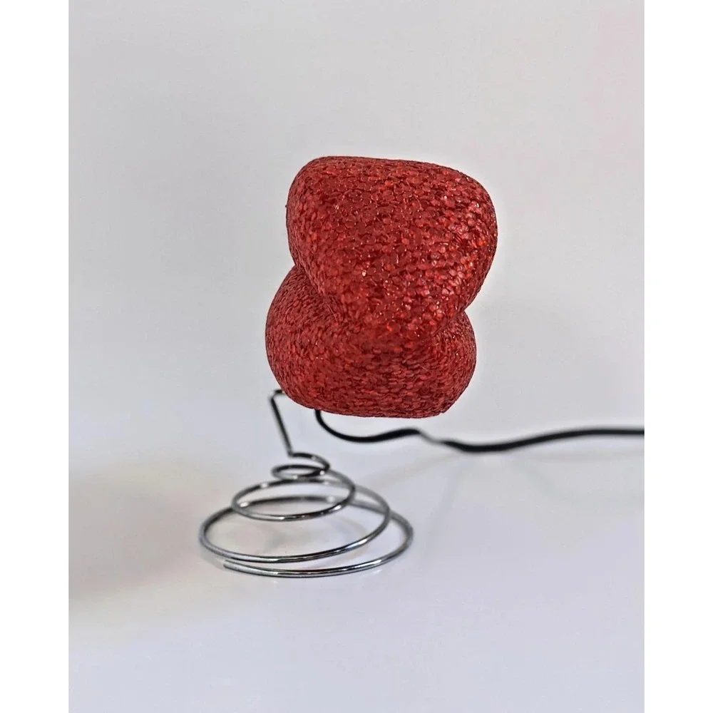 Vintage 1990's Red Lips Melted Plastic Popcorn Lamp Accent Light Pop Art Novelty